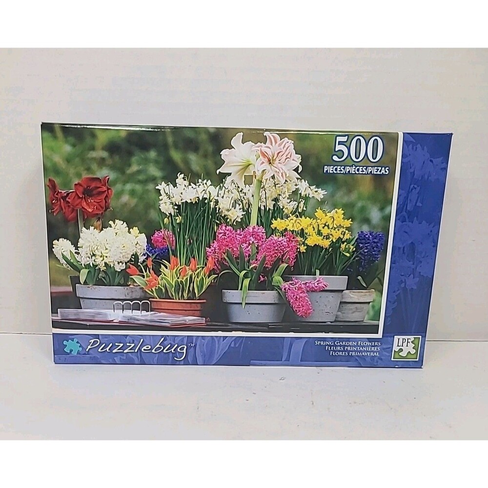 New Sealed PUZZLEBUG  500 Piece Puzzle "Spring Garden Flowers"